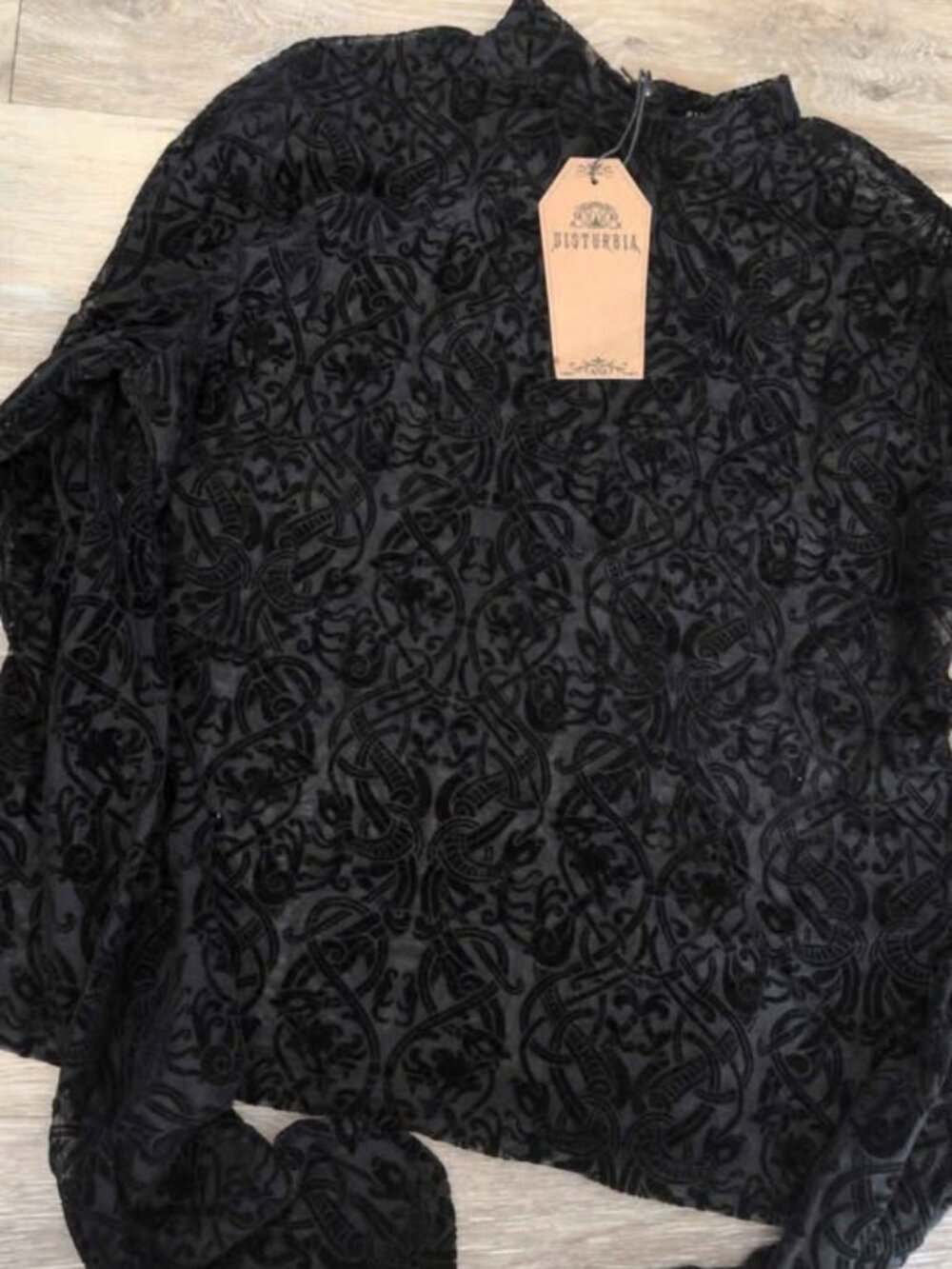 Disturbia Disrupt Fianna Mesh Long Sleeved Top black US12 new